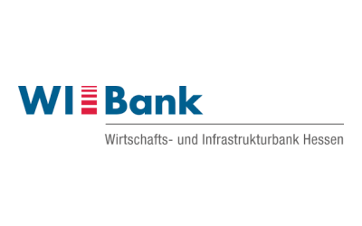 WI Bank Logo mit dem Text Wirtschafts- und Infrastrukturbank Hessen auf weißem Hintergrund.